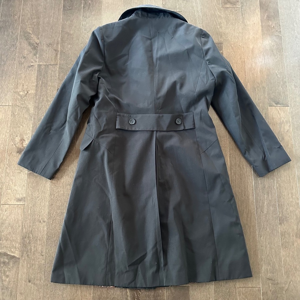 Vintage 90's Jeri Richards Rainwear Womens Trench Coat Double Breasted Black‎ 8 - Picture 5 of 9